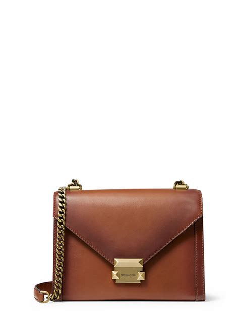 michael michael kors whitney large burnished leather convertible shoulder bag|Michael Kors leather shoulder bag.